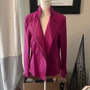 Women's Magenta Moto Jacket - Lightweight Vegan Leather